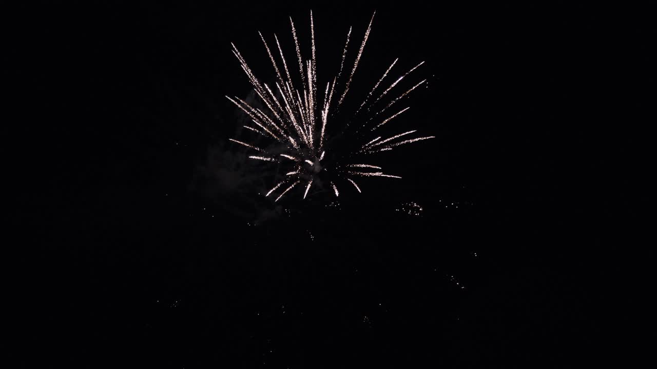 Short set of big fireworks set filmed in 4K slow motion