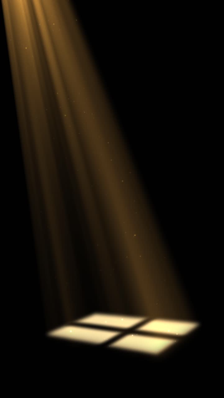 Vertical 9:16 cinematic golden light rays with floating dust particles. Perfect aesthetic background for smartphone wallpapers, social media stories, and inspirational quotes