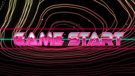 animación del texto de inicio del juego sobre rastros de luz sobre fondo negro