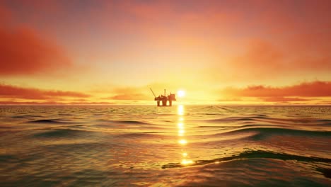 oil rig at sunset