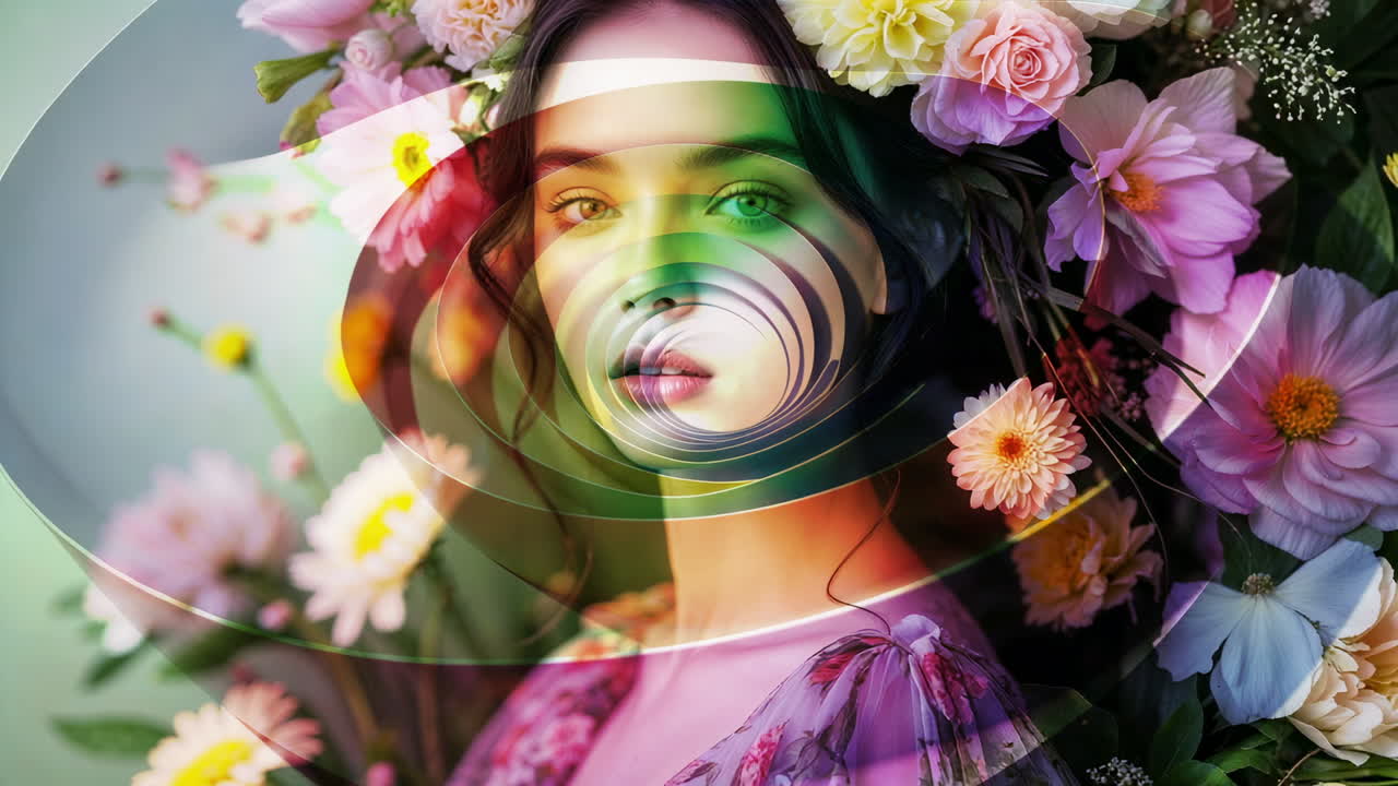 Vibrant Abstract Floral Portrait of a Woman