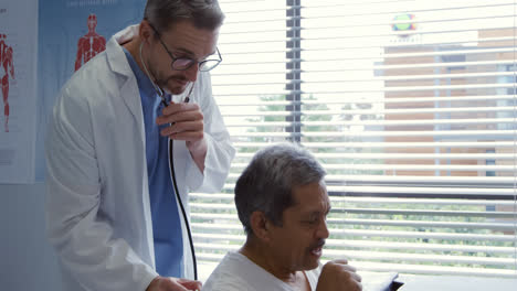 medical professional and patient at a hospital