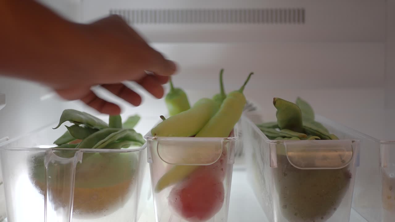 persona metiendo la mano en el refrigerador