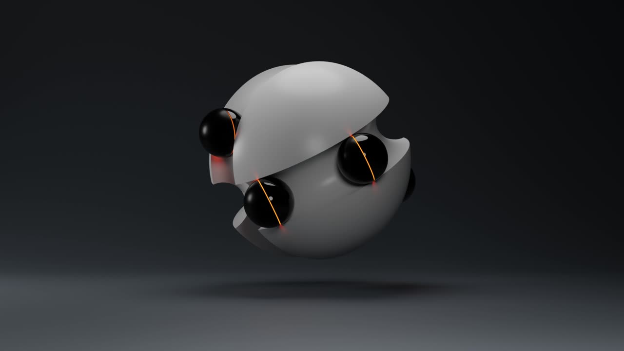 белый шар в стиле футуризма. анимация абстрактный 3d-рендер.