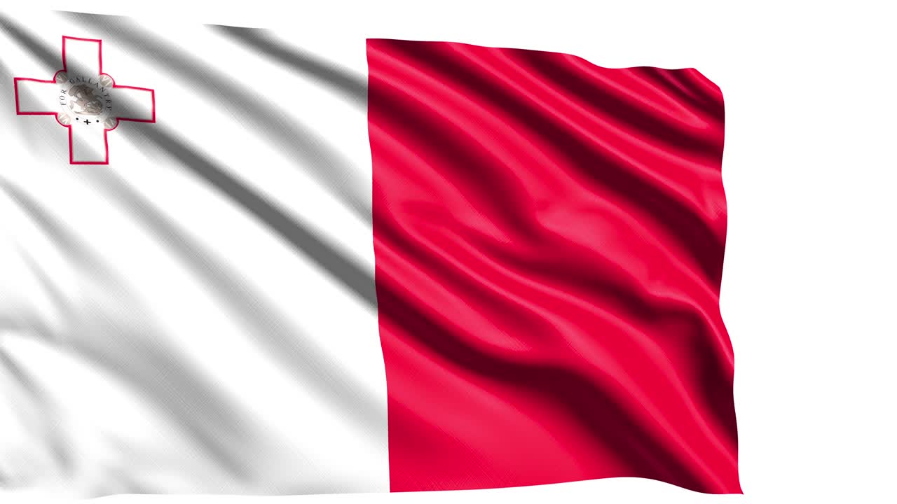 bandera de malta con estructura de tela en el viento (canal alfa, en bucle)