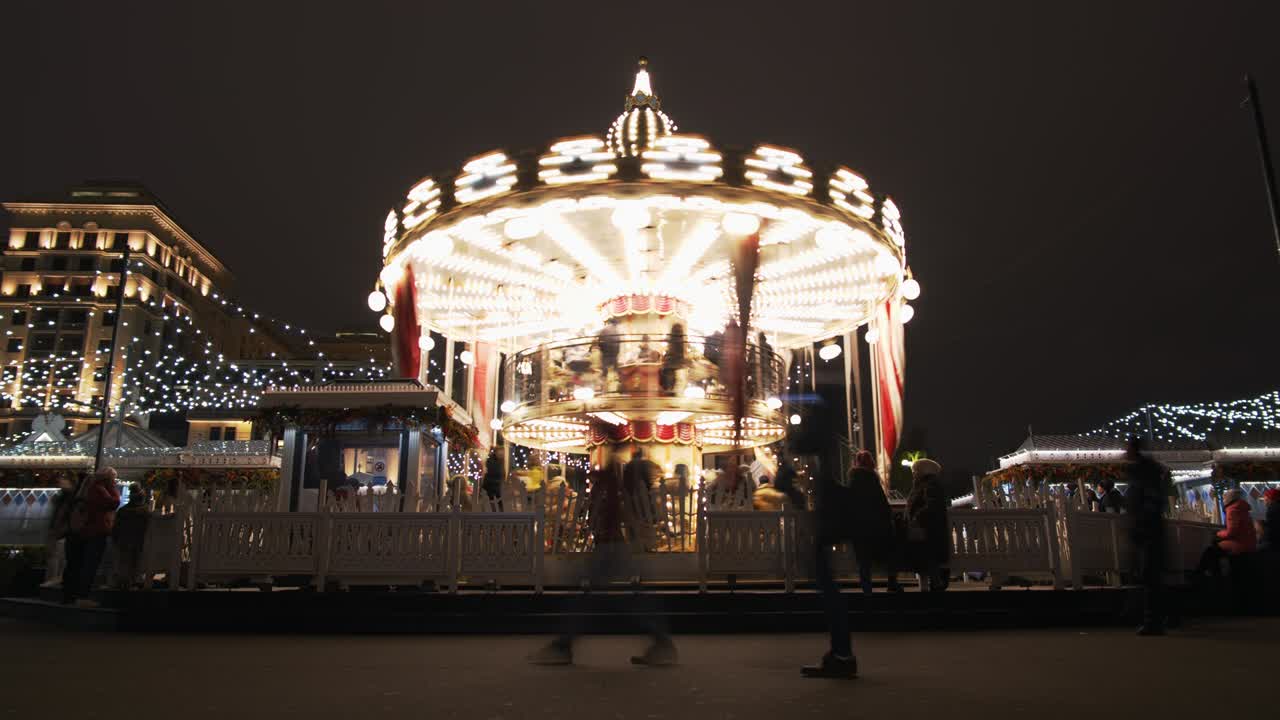 Beautiful Big Carousel at Night