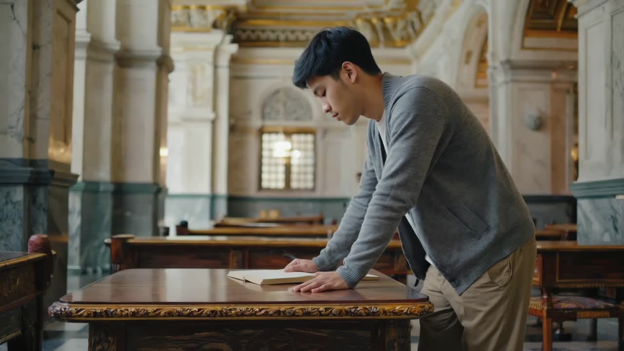 도서관 에서 책 을 읽는 사람