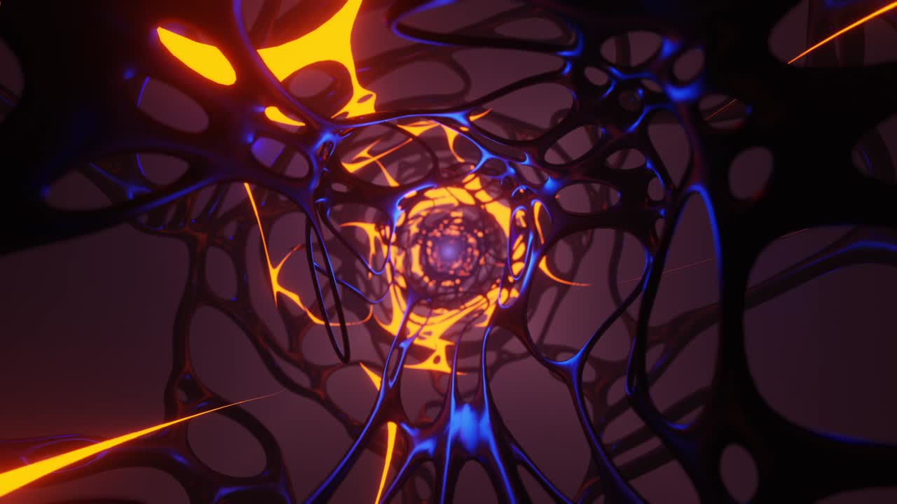 patrón de fondo de movimiento abstracto, animación de túnel 3d en naranja y azul, bucle 4k abstracto