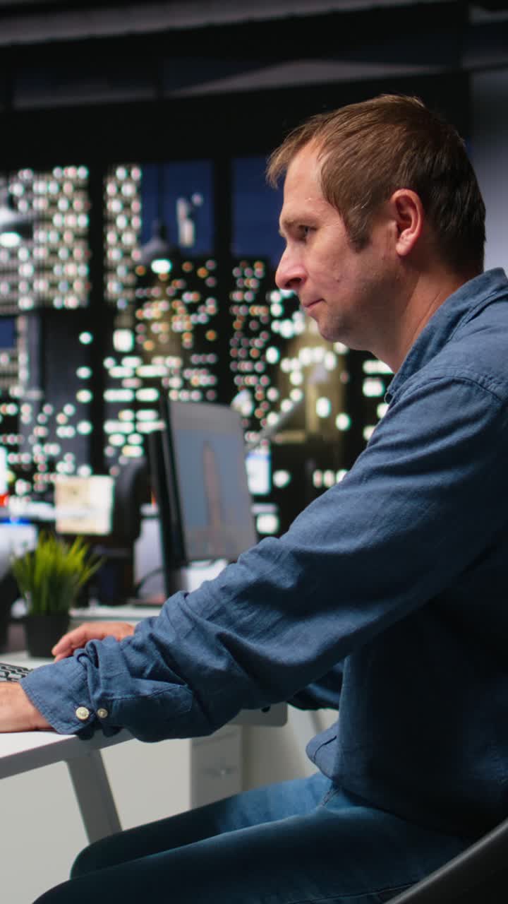 Vertical Video Male photo editor working on creative retouching and creating materials