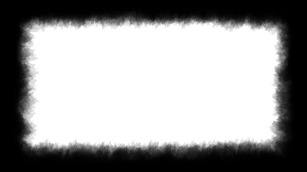 Stop motion grunge frame animation, painted black border on a white background