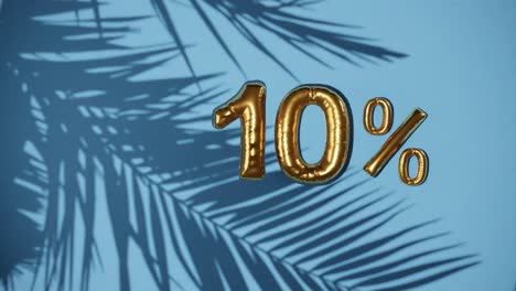 10% discount sale on blue background with palm tree gentle breeze, holiday summer sale concept