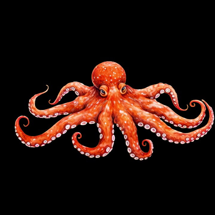 Illustrazione animata di polpo arancione con tentacoli in movimento