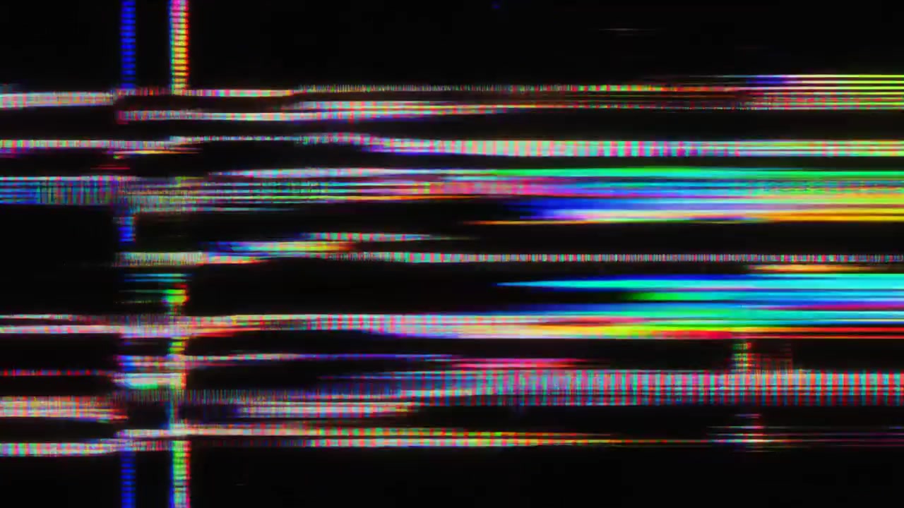 Digital Glitch Effect with Colorful Horizontal Lines and Noise