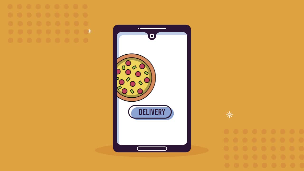 hamburguesa de entrega de comida en la animación del teléfono móvil