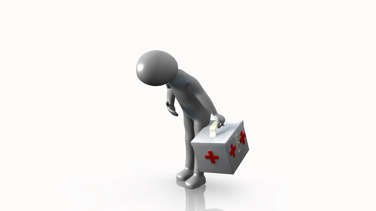 3D man holding a first aid kit