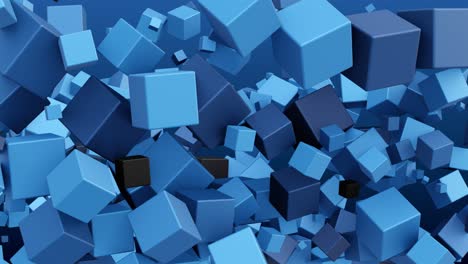 animación abstracta de cubos metálicos azules y grises en un movimiento ondulado suave