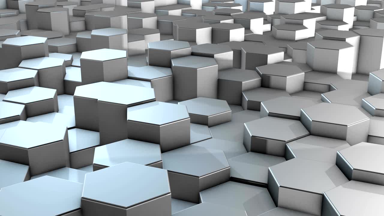 tecnología de movimiento abstracto cromo hexágonos fondo