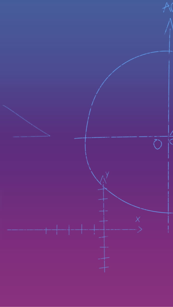 보라색 배경 위에 손으로 쓴 수학 수식의 애니메이션