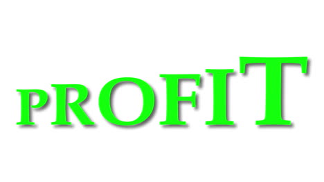 word profit animating and increasing gradually in size