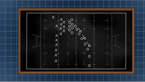 animación de un tablero de tenis de tablilla con círculos, flechas y marcas cruzadas en un fondo abstracto