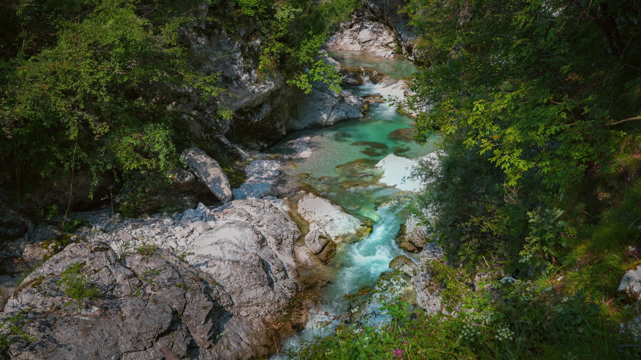 Mountain river Isonzo Soča in Triglav National Park Slovenia, Slovenian alps