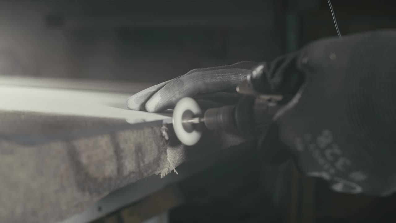 corte y procesamiento de vidrio para puertas de chimenea. cortador de vidrio circular. trabajador corta vidrio con diamante de corte de vidrio.