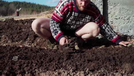 Caucasian-Guy-Gardening-On-A-Sunny-Day-In-The-Backyard