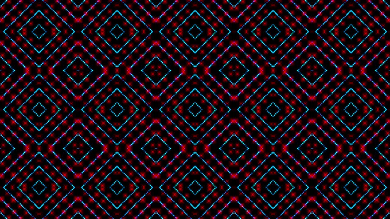 ilustración animada de luz brillante con puntos rosados, rojos y azules y estrellas de formas cuadradas.