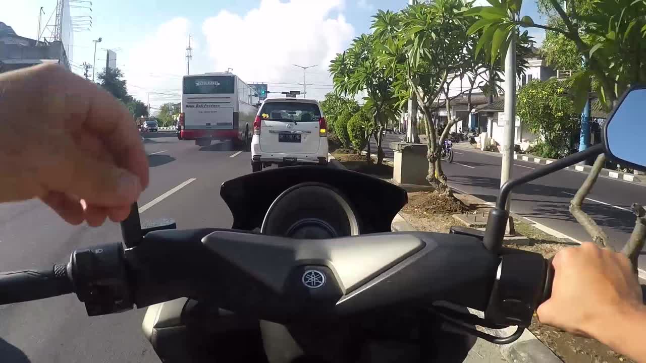 Motorcycle ride on a city street