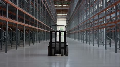 forklift in empty warehouse