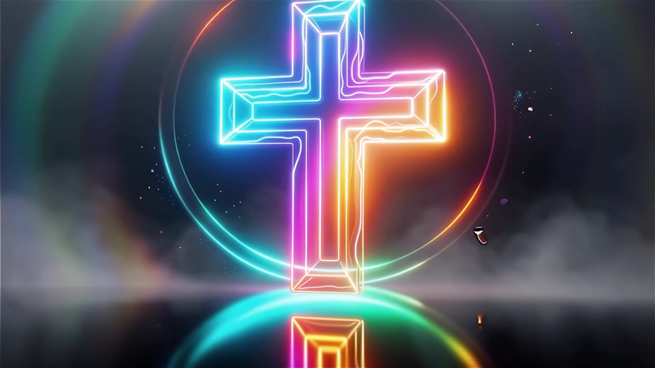 Croce Cristiana Luce Celestiale Sfondo per il Culto.