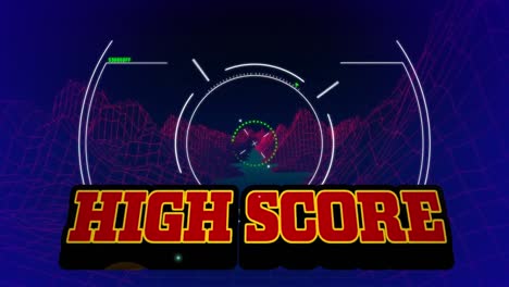 animation of high score over viewfinder and violet background