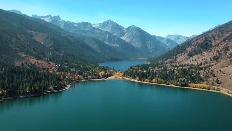 scenic view at lake tahoe in the sierra nevada mountains, usa - aerial shot