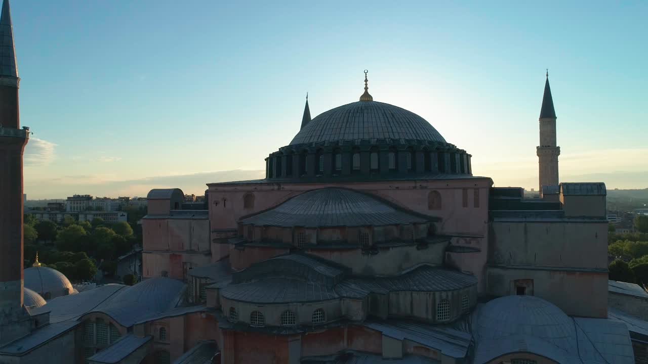 Hagia Sophia drone footage at sunset