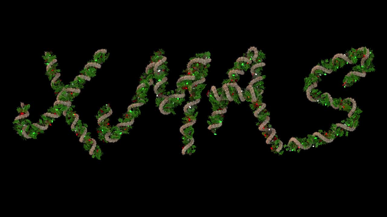 애니메이션 크리스마스 꽃받침 xmas 단어를 형성하는 글 글자