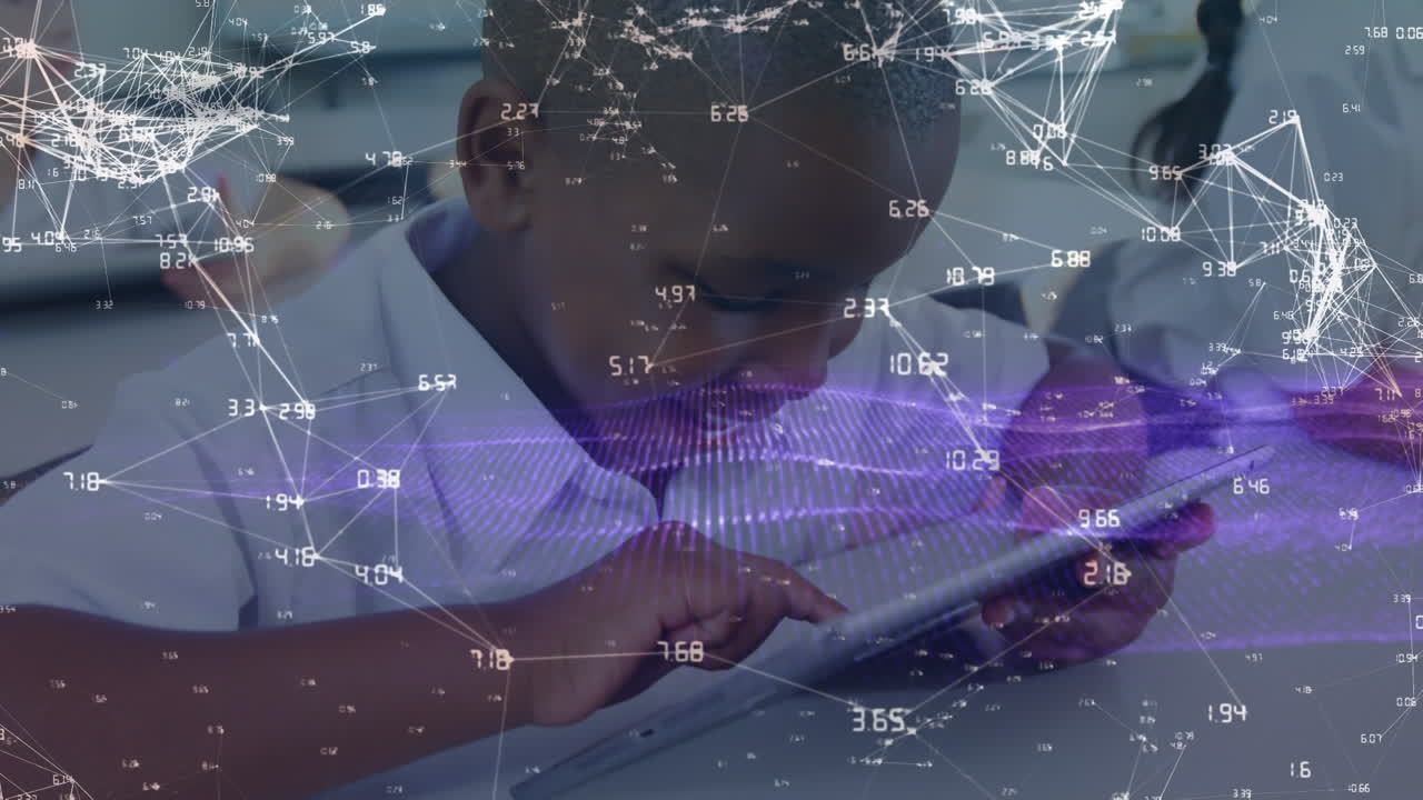 Animation of network of connections over diverse schoolchildren using tablet