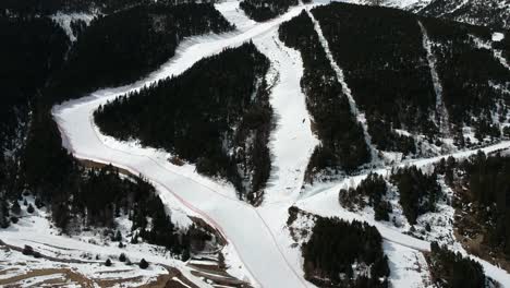 Aerial-views-of-ski-stations,-different-landscapes-and-viewers-in-Andorra-during-the-covid-times