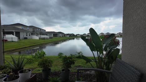 clouds over a retention pond in florida