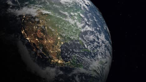 Blick-Auf-Den-Planeten-Erde-Aus-Dem-Weltraum-Mit-Fokus-Auf-Den-Nordamerikanischen-Kontinent