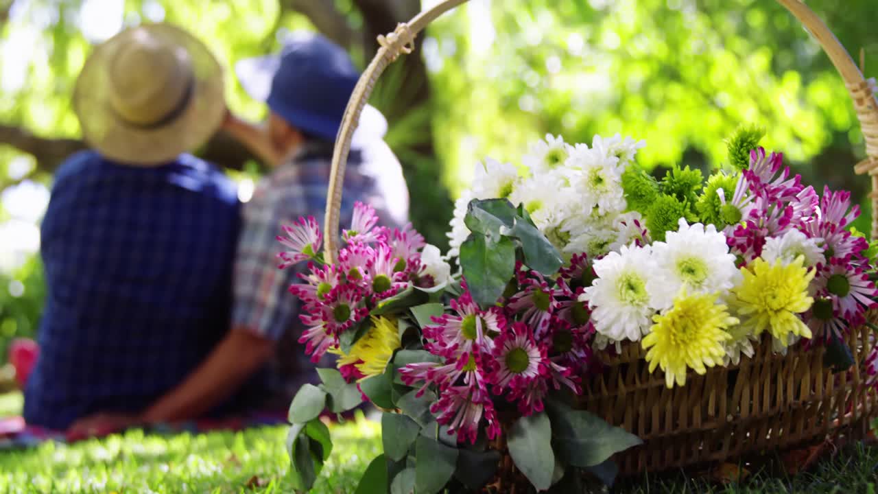 pareja de alto nivel tomando una selfie en el jardín
