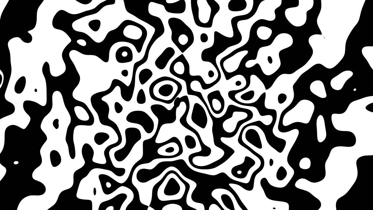 Loopable Monochrome Turbulent Swirling Flowing Liquid Animation with Hypnotic Psychedelic Shapes and Fluid Motion Background