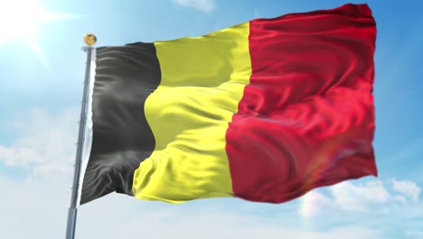 4k-Ilustración-3d-De-La-Bandera-Ondeante-En-Un-Poste-Del-País-Bélgica