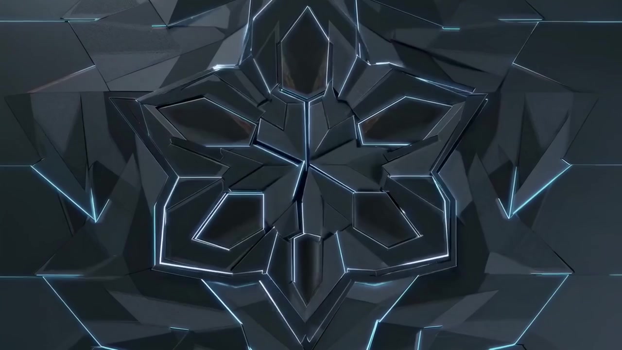 Abstract Dark Geometric Shapes with Blue Neon Lines Animation