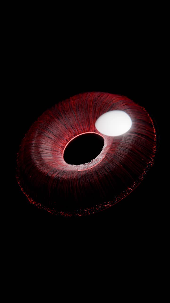 Abstract Red Sphere with Hair on Black Background