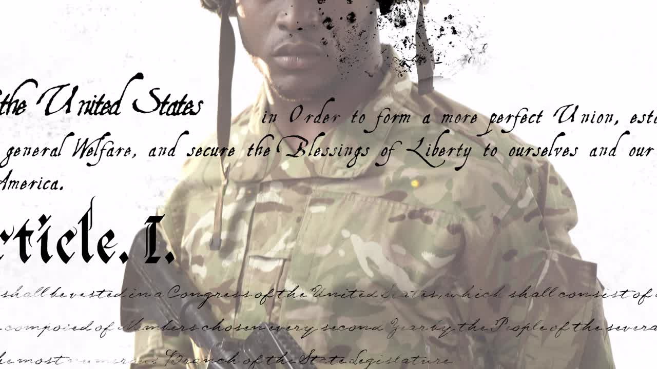 무기를 들고 있는 아프리카계 미국인 군인 에 대한 기사 텍스트 의 애니메이션