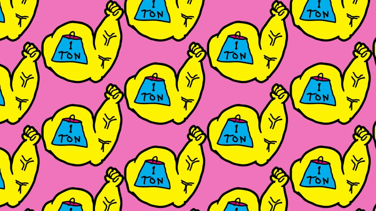 kids drawing pop art seamless background with theme of muscular hands