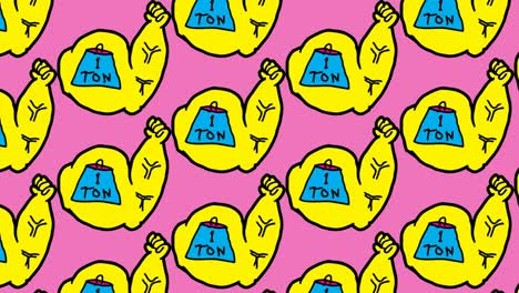 kinderen tekenen pop art naadloze achtergrond met thema van gespierde handen