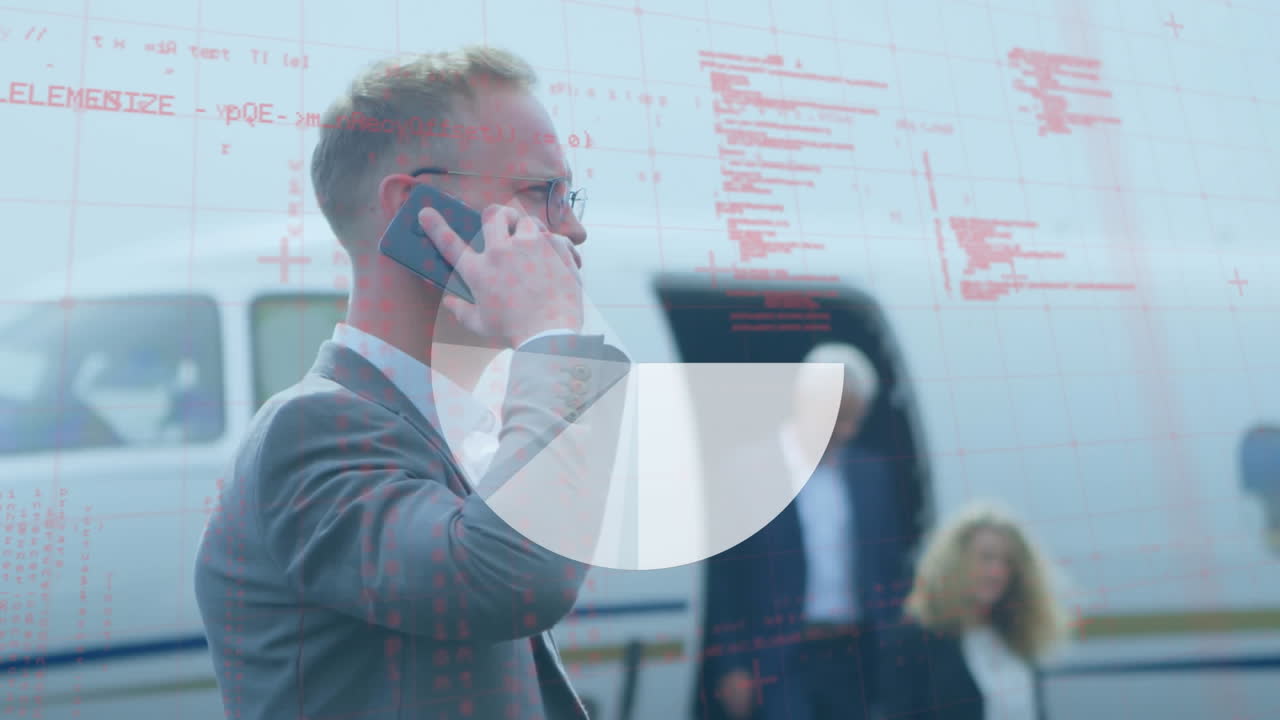 animación del procesamiento de datos sobre personas en el aeropuerto