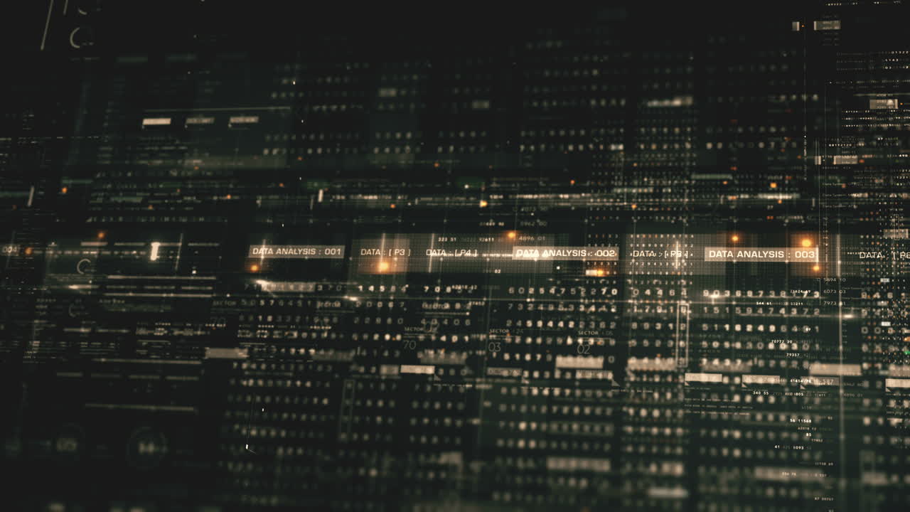 matriz de datos avanzada, telemetría y cifrado de números simulación de interfaz de usuario visualización en el ciberespacio abstracto entorno de desenfoco de fondo