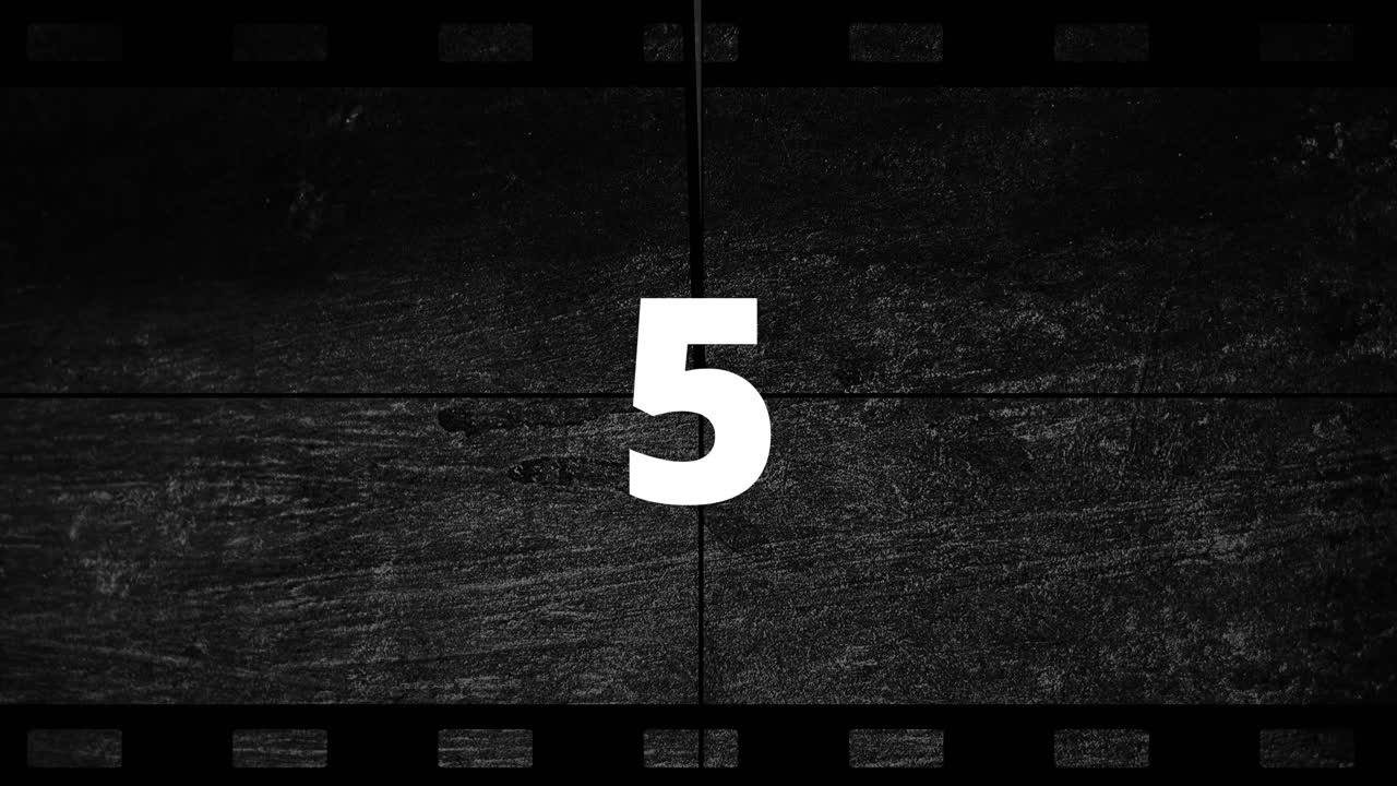 Vintage Film Countdown from Ten to One with Grunge Texture